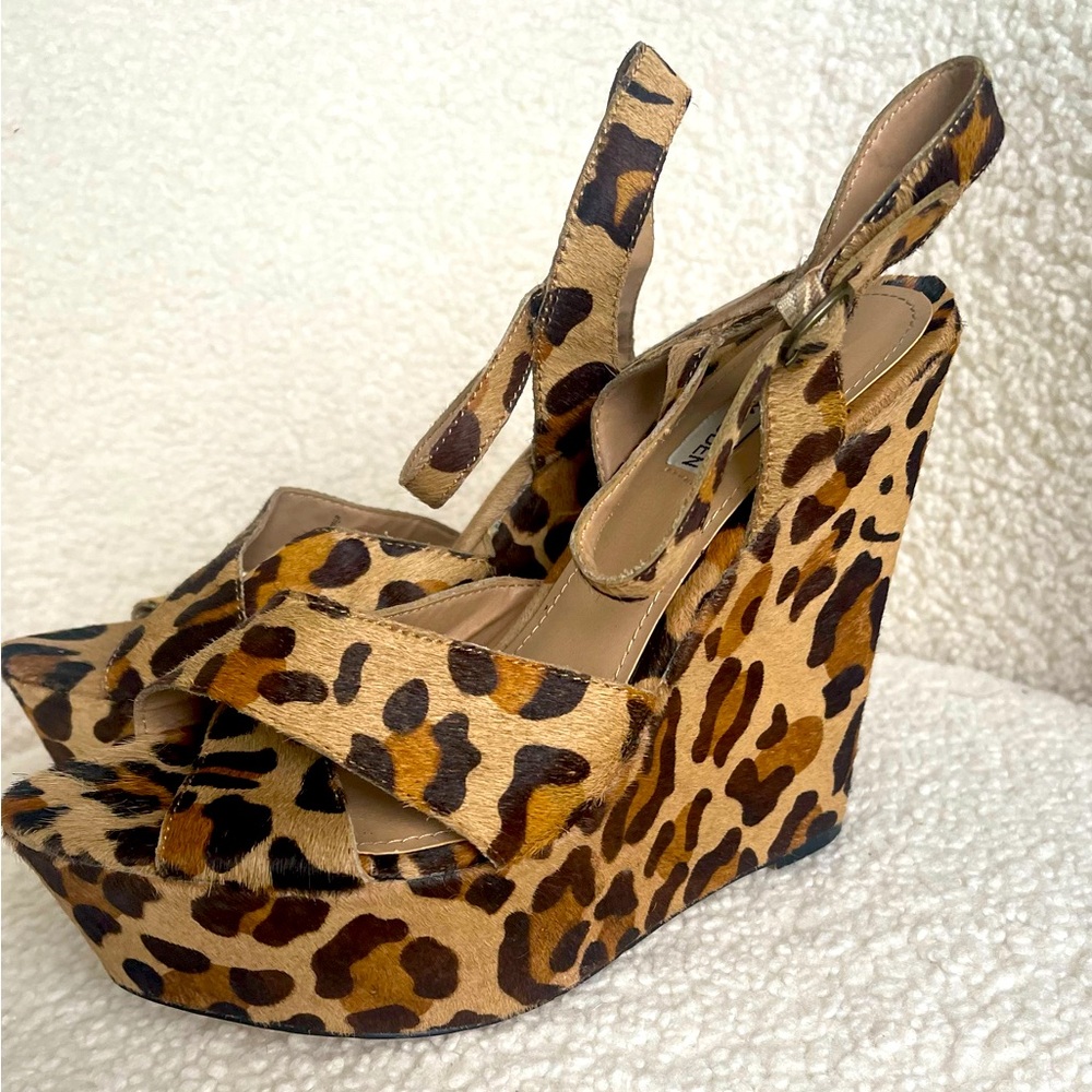 Steve Madden Leopard Fur 6” Platform Sandals